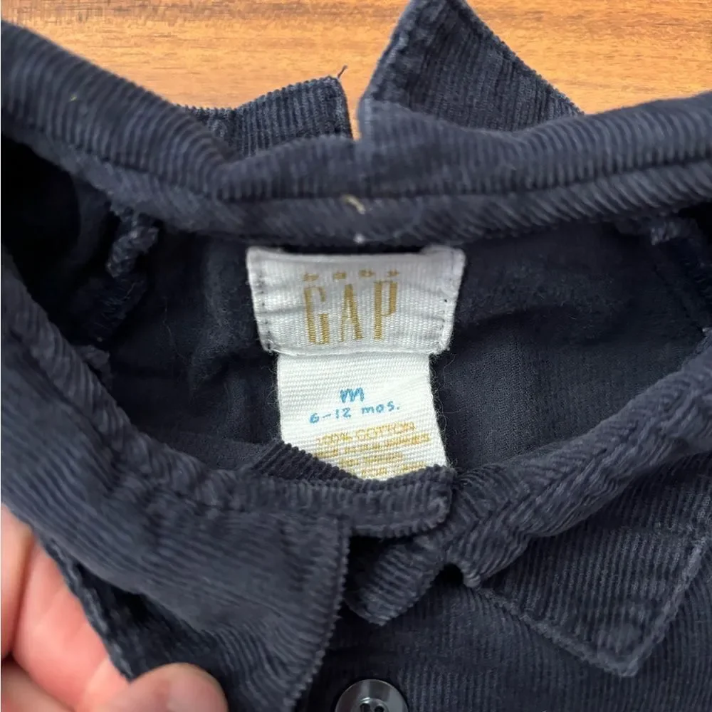 Baby Gap vintage navy lightweight corduroy long sleeve collared jumpsuit